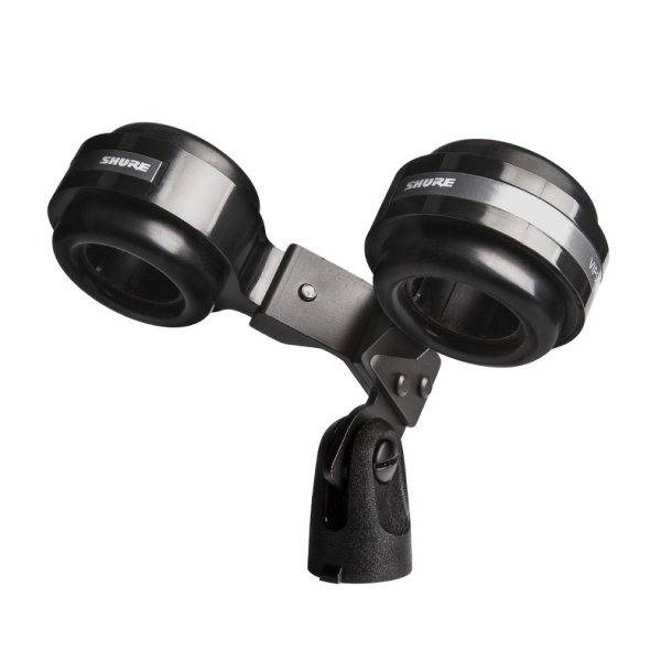 Shure VIP55SM Dual mount kit holds 2 microphones with tapered handles side-by-side, President-model for 2x SM57