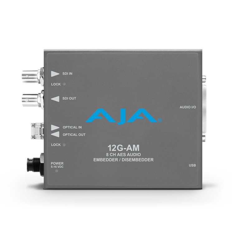 AJA 12G-AM-T 12G-SDI 8-Channel AES Embedder/Disembedder with LC Fiber Tx SFP