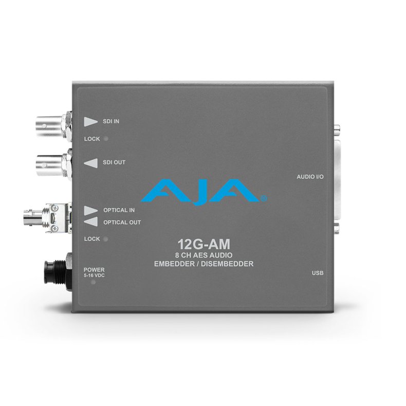 AJA 12G-AM-T-ST 12G-SDI 8-Channel AES Embedder/Disembedder with ST Fiber Tx SFP