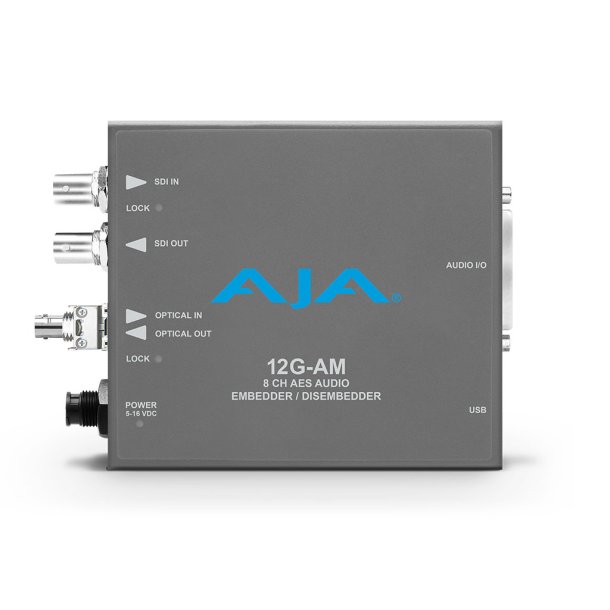 AJA 12G-AM-R-ST 12G-SDI 8-Channel AES Embedder/Disembedder with ST Fiber Rx SFP