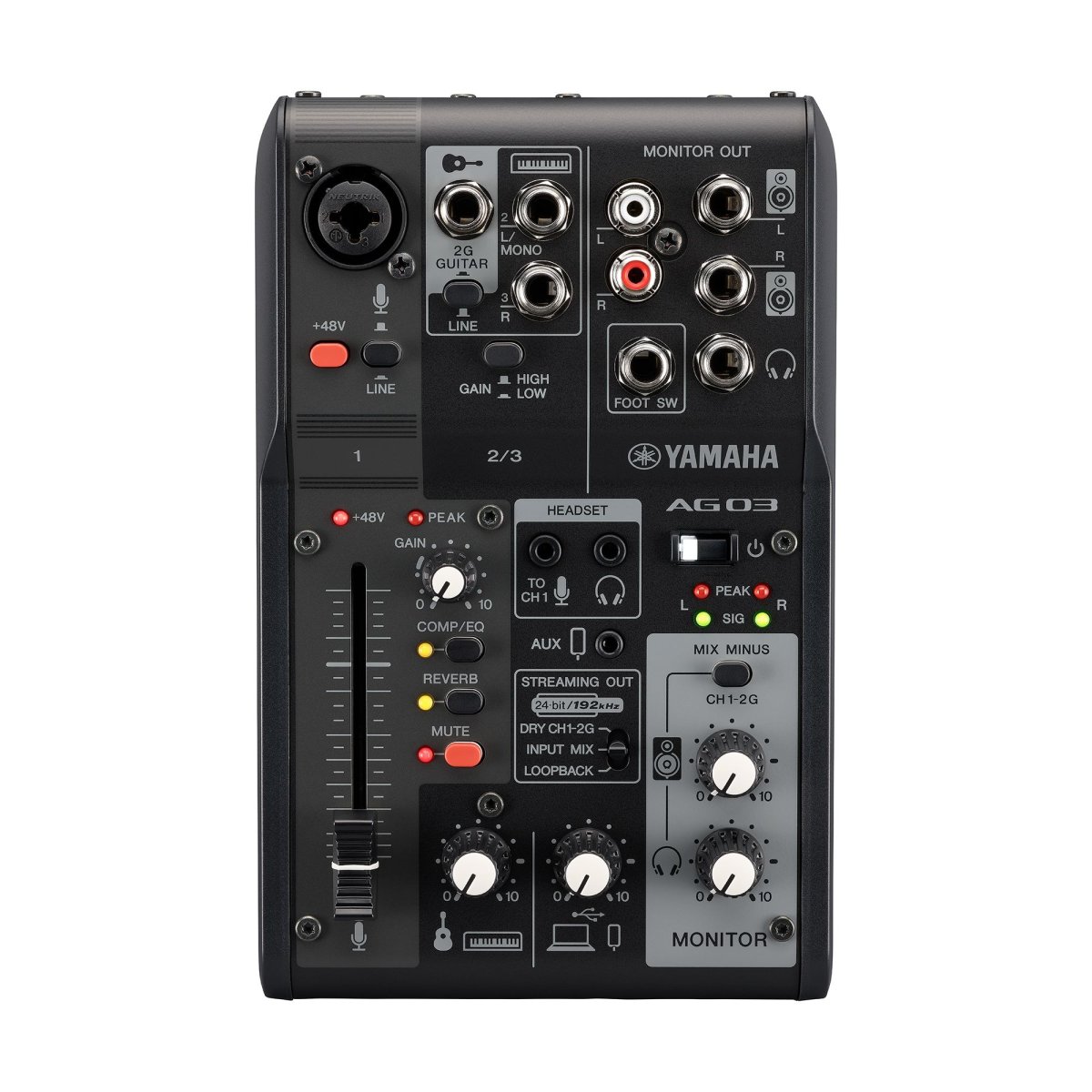 Yamaha AG03MK2B 3 ch live streaming mixer with USB audio I/F