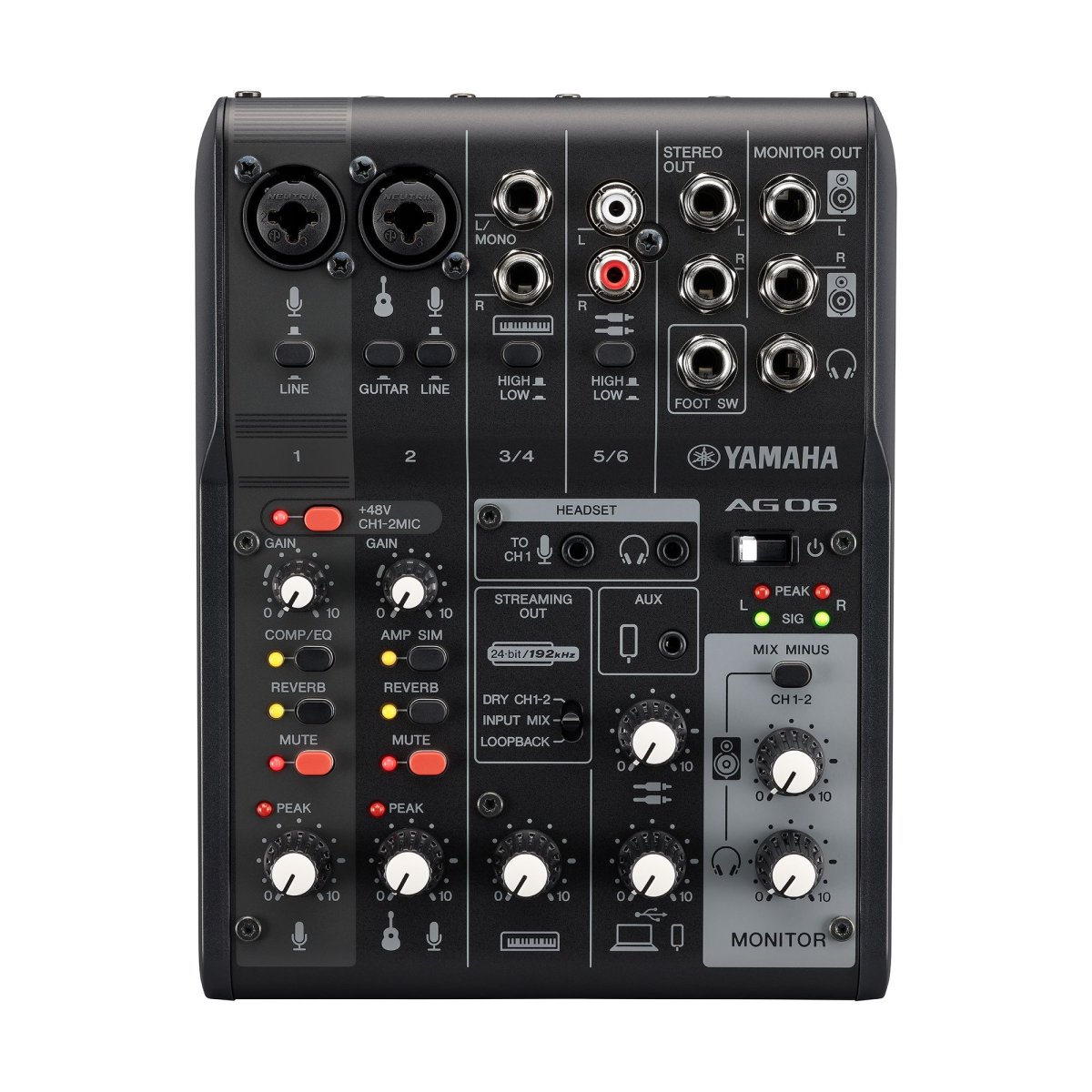 Yamaha AG06MK2B 6 ch live streaming mixer with USB audio I/F