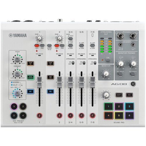 DTM・DAW Yamaha AG08 Yamaha AG08-WH 8 ch live streaming mixer with USB audio I/F