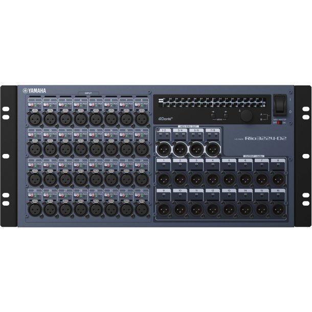 Yamaha RIO3224-D2 New generation Dante rack I/O, 32 mic/line in, 16 line out, 4 Stereo AES/EBU out.