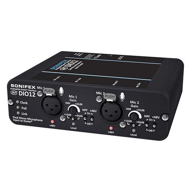 Sonifex AVN-DIO12 Dual Mono Microphone Input to Dante with Mic Gain