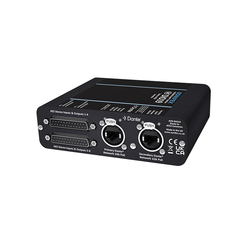 Sonifex AVN-DIO19 Dante to 8 AES3 Stereo Input &amp; Output, D-Type Black