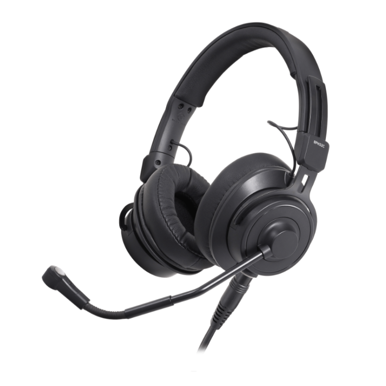 Audio-Technica AT-BPHS2Ca-UT Broadcast Stereo Headset with Condenser cardioid mic. - unterminated
