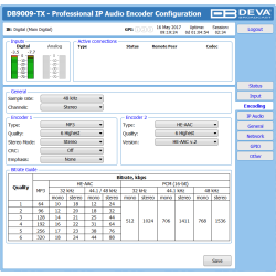 DEVA DB9009-TX - Second Generation Multi Protocol Audio over IP Encoder