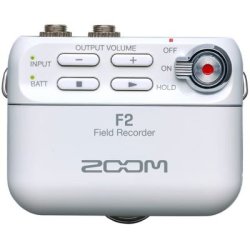 Zoom F2 white Field Recorder and Lavalier Mic
