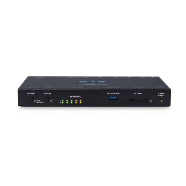 AJA Helo Plus Advanced H.264 Streaming and Recording, RTP/UDP, RTSP, RTMP, RTMPS, HLS, Unicast (SRT compatibility)