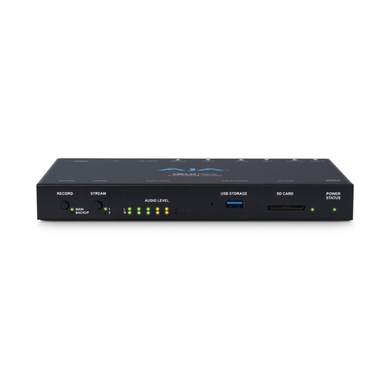 AJA Helo Plus Advanced H.264 Streaming and Recording, RTP/UDP, RTSP, RTMP, RTMPS, HLS, Unicast