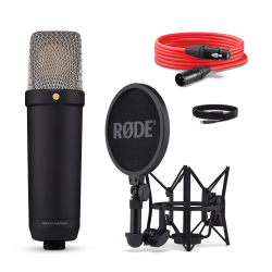 R�de NT1 5th gen. studio condenser microphone in black with both XLR and USB-C