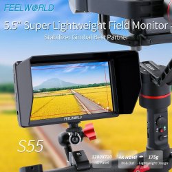 Feelworld S55 5.5" Camera DSLR field Monitor Video Assist IPS 1280x800 4K DC out tilt arm