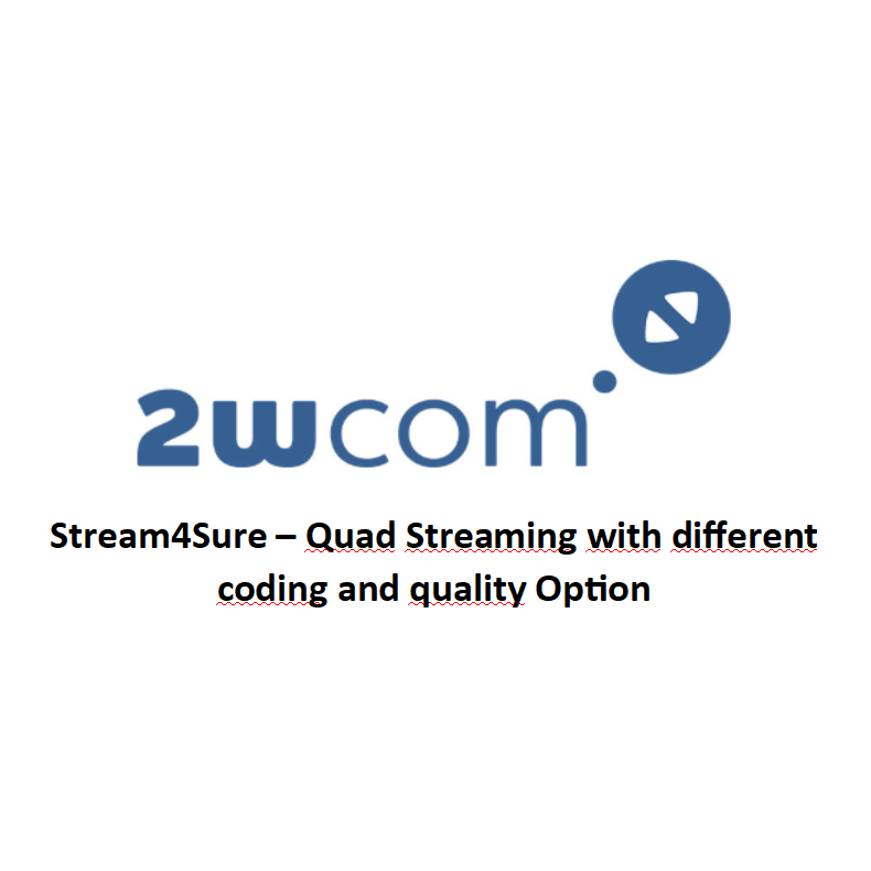 2wcom Stream4Sure Option for IP 4c:  Stream4Sure - Quad streaming with different coding and quality