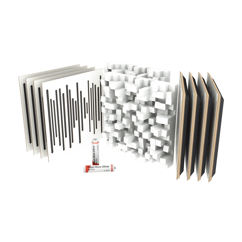 Vicoustic VicStudio Box WHITE  8 Wavewood Ultra Lite + 2 Multifuser DC2 + 2 Flexi Glue Ultra