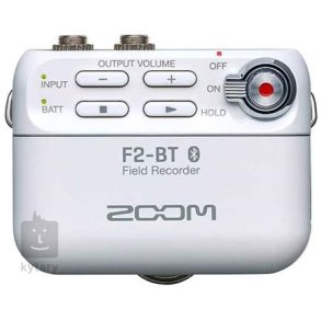 Zoom F2-BT white Field Recorder with Bluetooth and Lavalier Mic